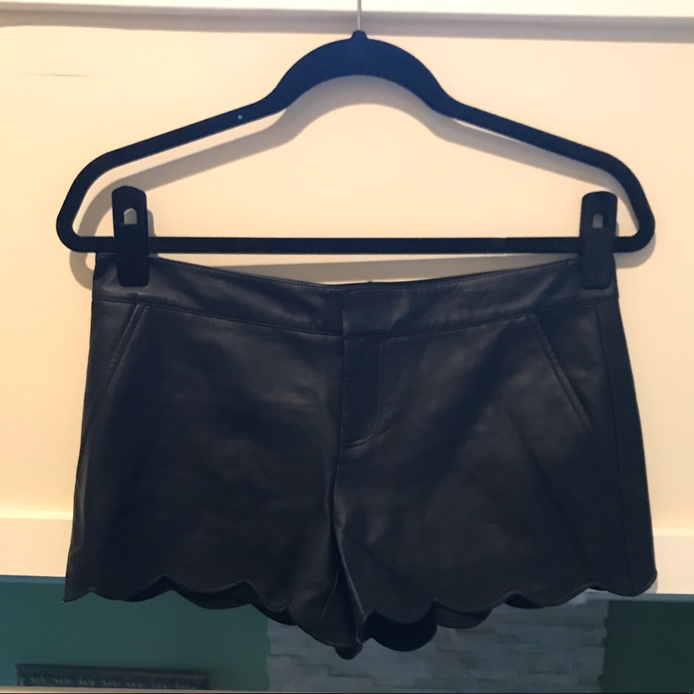 Club Monaco Leather Scalloped Shorts!